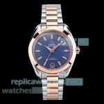 VS+ Factory Swiss Replica Omega Seamaster Aqua Terra 150M Rose Gold Blue Dial Watch 